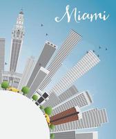 Miami Skyline with Gray Buildings, Blue Sky and Copy Space. vector