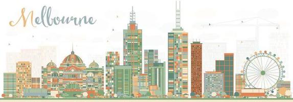 Abstract Melbourne Skyline with Color Buildings. vector