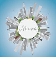 horizonte de miami con edificios grises, cielo azul y espacio para copiar. vector