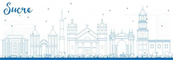 Outline Sucre Skyline with Blue Buildings. vector