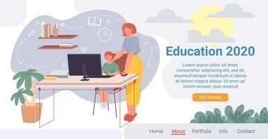 Innovative online education process landing page vector