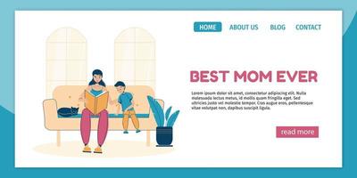 Motherhood or family activity landing page design vector