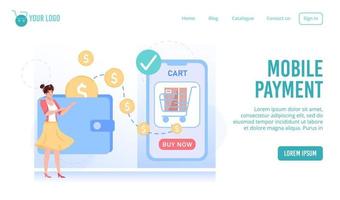 Mobile payment technology for online shopping vector