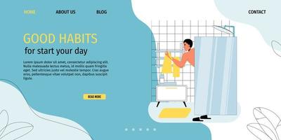 Good bathroom habit morning hygiene landing page vector