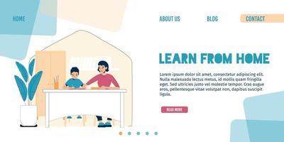 Platform for kid learning from home landing page vector