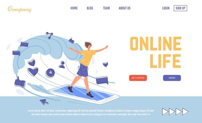 Online life, digital communication landing page