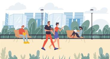 People reader book lovers in urban park outdoor vector