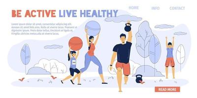 Be active sportive inspiration landing page design vector