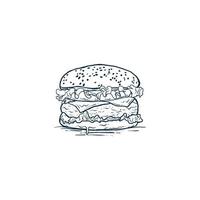 diseño de logotipo de hamburguesa. tarjeta de felicitación, pancarta, póster. ilustración vectorial vector