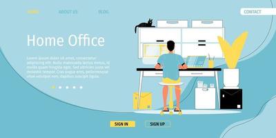 Home office remote job occupation landing page vector