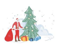 Flat cartoon Santa Claus happy holidays concept vector