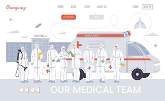 Paramedic ambulance team presentation landing page vector