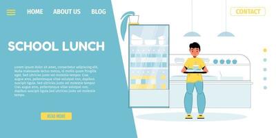 School lunch balanced kids nutrition landing page vector