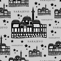 Sarajevo, monochrome seamless pattern