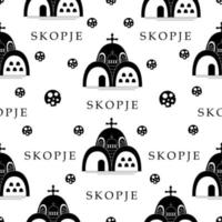 Skopje, monochrome seamless pattern vector