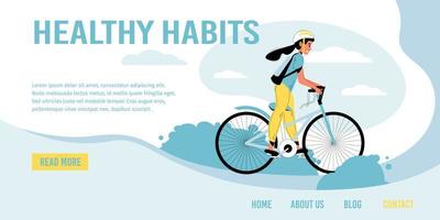 Everyday cycling outdoor landing page template vector