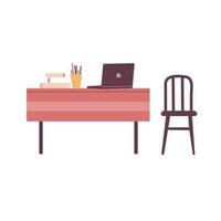 lugar de trabajo con mesa silla vector