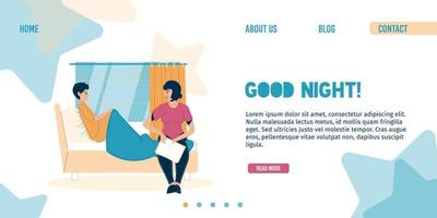 Good night children sleep rest landing page design