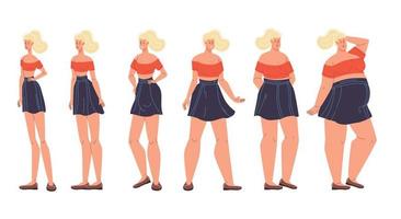 Woman different body shape, figure type set in row vector