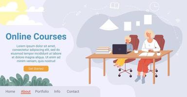 Online education course for children landing page vector