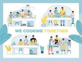 Parent kid best culinary team cooking together set
