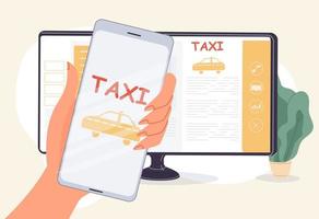 Taxi order online service mobile app cab booking vector