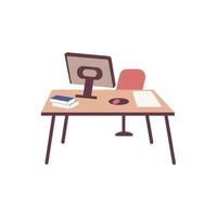 lugar de trabajo con mesa silla vector