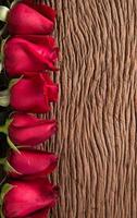 Red rose on wooden background photo