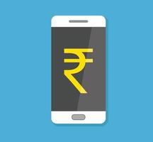 Rupee Sign Smartphone Display App Isolated Illustration Payment Technology Gadget Cellphone Business Social Media vector