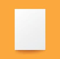 realista afiche maqueta blanco aislado en blanco lienzo modelo fondo amarillo presentación oficina anuncio negocio vector