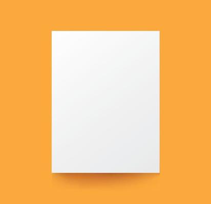 Realistic Poster Mockup White Isolated Blank Canvas Template Yellow Background Presentation Office Advertisement Business