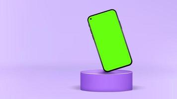 Modern Smartphone Green Screen Cylinder Podium Presentation Showcase Blank Display Mockup Template vector