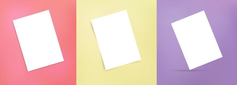 White Blank Isolated Colorful Poster Mockup Template Set Brand Identity Business Card Banner Flyer Invitation Pamphlet Office Illustration