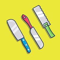 juego de cuchillos utensilios de cocina gráfico vector