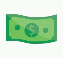 Isolated Wavy Dollar Bill Note Green Glossy Flat Icon Illustration Financial American Currency Background vector