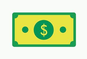 Green Dollar Note Bill American Currency Isolated Illustration Icon Minimal Financial Symbol vector