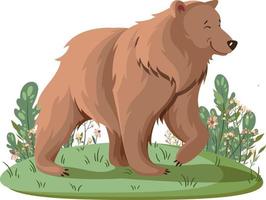 The bear is standing in a clearing. Vector illustration.