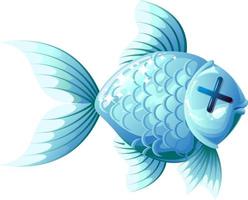 Dead, blue fish. Vector illustration.