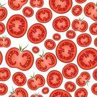 Pattern with red tomatoes in the section. vector