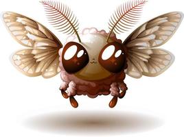 Cartoon, moth. Brown butterfly. Vector illustration.