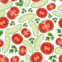 A pattern of cucumbers, tomatoes, and parsley.