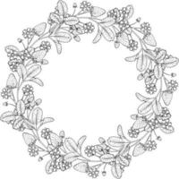 A wreath of strawberries, flowers. vector