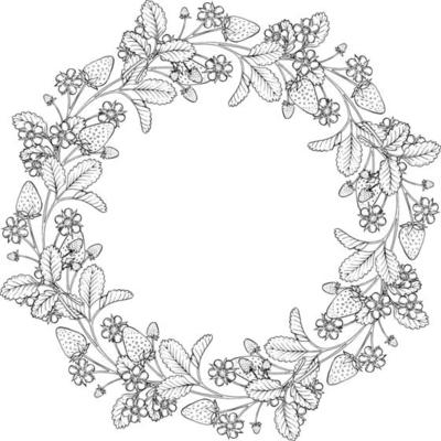 A wreath of strawberries, flowers.