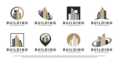 conjunto de inspiración para el diseño del logotipo del edificio para la construcción con un vector premium de concepto moderno
