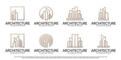 Set of architecture building logo design inspiration with line art style Premium Vector