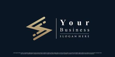 plantilla de logotipo de letra s creativa para negocios con vector premium de color de estilo degradado dorado