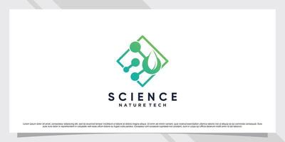 Science molecule logo design for technology with leaf and shape concept vector