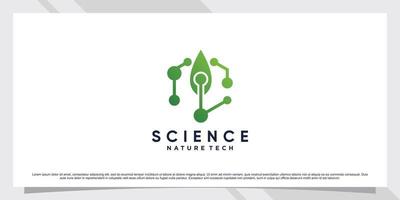 Science molecule logo design for technology with leaf and shape concept vector