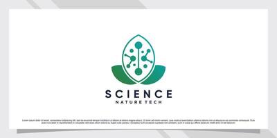 Science molecule logo design for technology with leaf and shape concept vector