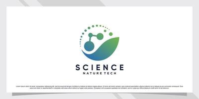 Science molecule logo design for technology with leaf and shape concept vector